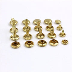 B 100pcs Brass Round Double Cap Rivets Stud Rivet Collision Nail Leather Craft Bag Belt Clothing Garment Shoe Decor Fastener