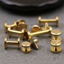 Load image into Gallery viewer, B 10pcs Solid Brass Binding Chicago Screws Nail Stud Rivets For Photo Album Leather Craft Studs Belt Wallet Fasteners 8mm Flat Cap