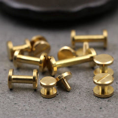 B 10pcs Solid Brass Binding Chicago Screws Nail Stud Rivets For Photo Album Leather Craft Studs Belt Wallet Fasteners 8mm Flat Cap