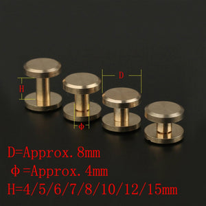 B 10pcs Solid Brass Binding Chicago Screws Nail Stud Rivets For Photo Album Leather Craft Studs Belt Wallet Fasteners 8mm Flat Cap