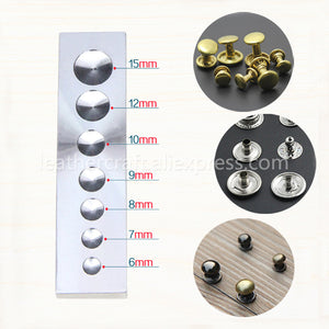1piece Stainless Steel 7 in One Bottom Plate Poppers Snap Button Rivets Setter Punch Die Base Leather Craft DIY Hand Tool