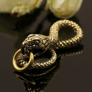 A 1 Piece Solid Brass Belt Hook Retro Snake Shape Keychain Fob Clip Key Ring Wallet Chain with O ring Charm Pendant Decor Gift