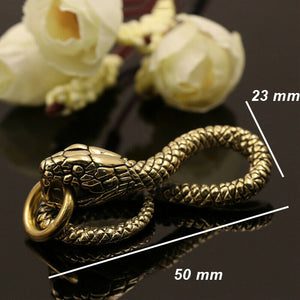 A 1 Piece Solid Brass Belt Hook Retro Snake Shape Keychain Fob Clip Key Ring Wallet Chain with O ring Charm Pendant Decor Gift