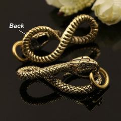 A 1 Piece Solid Brass Belt Hook Retro Snake Shape Keychain Fob Clip Key Ring Wallet Chain with O ring Charm Pendant Decor Gift