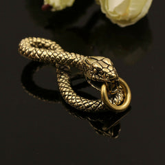 A 1 Piece Solid Brass Belt Hook Retro Snake Shape Keychain Fob Clip Key Ring Wallet Chain with O ring Charm Pendant Decor Gift