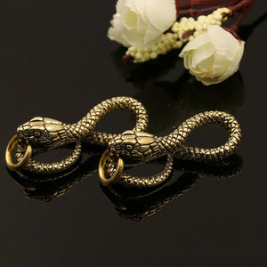 A 1 Piece Solid Brass Belt Hook Retro Snake Shape Keychain Fob Clip Key Ring Wallet Chain with O ring Charm Pendant Decor Gift