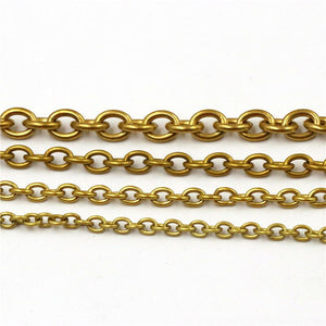 C 1 Meter Solid Brass O Ring Bags Chain Link Necklace Wheat Chain None-polished Bags Straps Parts DIY Accessories 7 Sizes