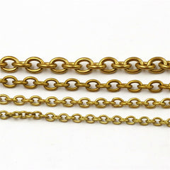 C 1 Meter Solid Brass O Ring Bags Chain Link Necklace Wheat Chain None-polished Bags Straps Parts DIY Accessories 7 Sizes