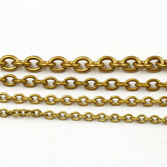 C 1 Meter Solid Brass O Ring Bags Chain Link Necklace Wheat Chain None-polished Bags Straps Parts DIY Accessories 7 Sizes