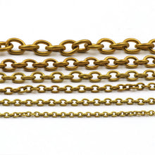 Load image into Gallery viewer, C 1 Meter Solid Brass O Ring Bags Chain Link Necklace Wheat Chain None-polished Bags Straps Parts DIY Accessories 7 Sizes