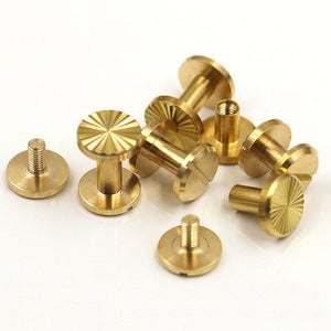 B 10pcs Solid Brass Binding Chicago Screws Nail Stud Rivets For Photo Album Leather Craft Studs Belt Wallet Fasteners 10mm Cap