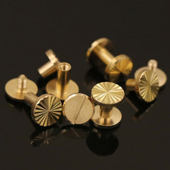 B 10pcs Solid Brass Binding Chicago Screws Nail Stud Rivets For Photo Album Leather Craft Studs Belt Wallet Fasteners 10mm Cap