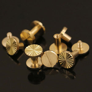 B 10pcs Solid Brass Binding Chicago Screws Nail Stud Rivets For Photo Album Leather Craft Studs Belt Wallet Fasteners 10mm Cap