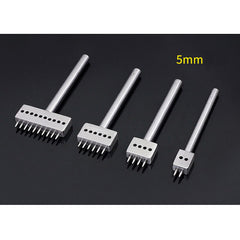 Leather Craf 1.0mm Round Hole Punch Row Prong Stitching Cutter Tools Make Hand Sewing Hole 2/4/6 Holes 4/5/6mm Spacing