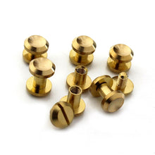 Load image into Gallery viewer, B 10pcs Solid Brass Concave Head  Binding Chicago Screws Nail Rivets for Photo Album Leather Craft Studs Belt Wallet Fasteners