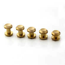 Afbeelding in Gallery-weergave laden, B 10pcs Solid Brass Concave Head  Binding Chicago Screws Nail Rivets for Photo Album Leather Craft Studs Belt Wallet Fasteners
