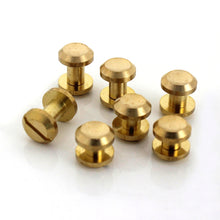 Afbeelding in Gallery-weergave laden, B 10pcs Solid Brass Concave Head  Binding Chicago Screws Nail Rivets for Photo Album Leather Craft Studs Belt Wallet Fasteners
