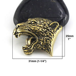 B 1x Retro Brass Cheetah Demon Devil Conchos Screwback Material Animal Head Design Leather Bag Wallet Chain Button Rivet