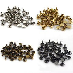 B 100sets 6/8 mm Brass Double Cap Rivets Studs High-quality Round Rivet for Leather Craft Bag Belt Clothing Shoes Decor