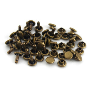 B 100sets 6/8 mm Brass Double Cap Rivets Studs High-quality Round Rivet for Leather Craft Bag Belt Clothing Shoes Decor