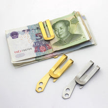 Load image into Gallery viewer, 1pcs Solid Metal Cash Clip Fashion Simple Money Clamp Holder Wallet Brass Stainless Steel Leather craft DIY Key ring pendant