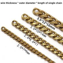 Load image into Gallery viewer, C 1 Meter Solid Brass Flat Head Bags Chain Open Curb Link Necklace Wheat Chain None-polished Bags Straps Parts DIY Accessories
