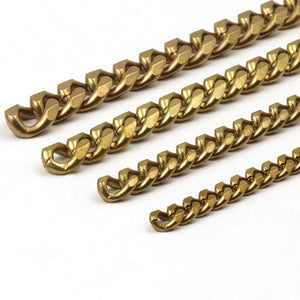 C 1 Meter Solid Brass Flat Head Bags Chain Open Curb Link Necklace Wheat Chain None-polished Bags Straps Parts DIY Accessories