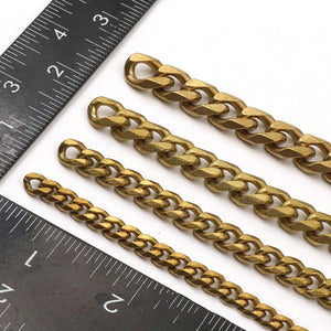 C 1 Meter Solid Brass Flat Head Bags Chain Open Curb Link Necklace Wheat Chain None-polished Bags Straps Parts DIY Accessories