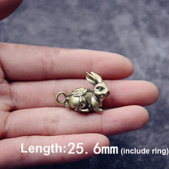 A 1pcs Retro Brass Rabbit Pendants Animals Pendant Necklace Jewelry Leather Craft Bag Purse Leather Belt Decoration Parts