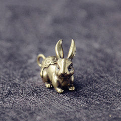 A 1pcs Retro Brass Rabbit Pendants Animals Pendant Necklace Jewelry Leather Craft Bag Purse Leather Belt Decoration Parts