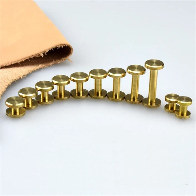 B 100pcs Solid Brass Binding Chicago Screws Nail Stud Rivets For Photo Album Leather Craft Studs Belt Wallet Fasteners 8mm Cap dia
