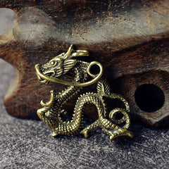 A 1pcs Retro Brass Dragon Pendants Animals Pendant Necklace Jewelry Leather Craft Bag Purse Leather Belt Decoration Parts