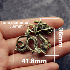 A 1pcs Retro Brass Dragon Pendants Animals Pendant Necklace Jewelry Leather Craft Bag Purse Leather Belt Decoration Parts