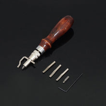 Cargar imagen en el visor de la galería, Leather edger beveller stitching groover crease set 5 in 1 hand working tool