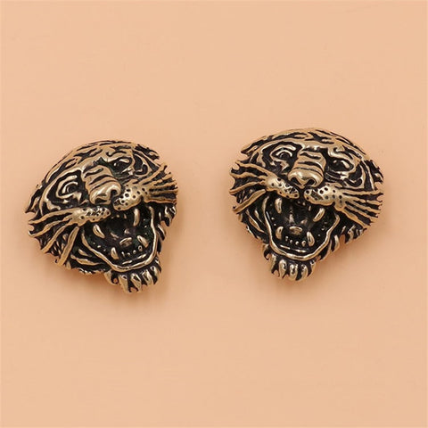 5 pcs Solid brass tiger head design conchos screwback rivets leather craft bag wallet garment decoration