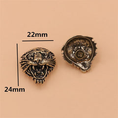 B 5 pcs Solid brass tiger head design conchos screwback rivets leather craft bag wallet garment decoration