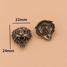 Load image into Gallery viewer, B 5 pcs Solid brass tiger head design conchos screwback rivets leather craft bag wallet garment decoration