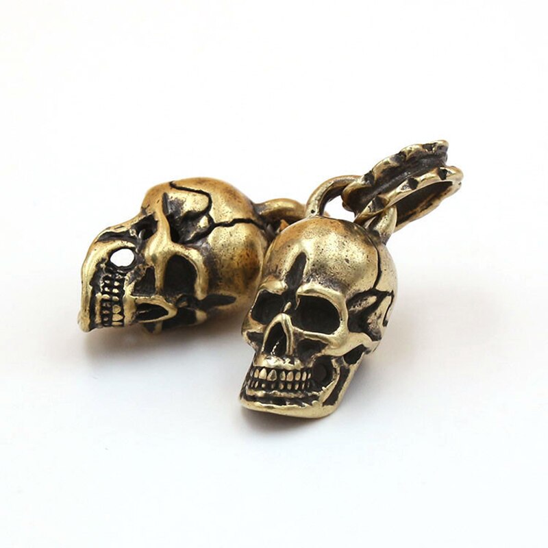 B 1x Retro Brass Punk Skull Pendant Necklace Key Ring Pendant Creative Gifts leather bag wallet chain diy decoration 31mm (1-1/4