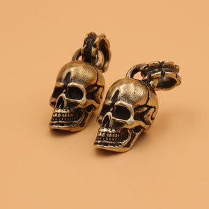 B 1x Retro Brass Punk Skull Pendant Necklace Key Ring Pendant Creative Gifts leather bag wallet chain diy decoration 31mm (1-1/4")