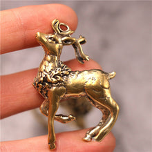 Load image into Gallery viewer, A 1pcs Solid Brass Sika-deer Charm Pendant Table Decors Leather Craft DIY Decoration Keyring Animals Gift CLOXY