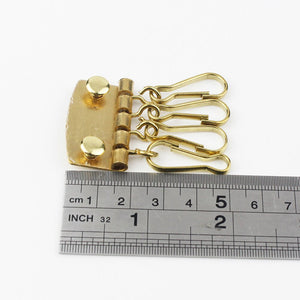 C Solid brass key row with 4 swivel snap hook leather craft wallet Key case holder inner fitting plate hardware 1 1/4"