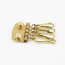 画像をギャラリービューアに読み込む, C Solid brass key row with 4 swivel snap hook leather craft wallet Key case holder inner fitting plate hardware 1 1/4&quot;