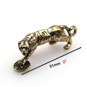 B 1x Retro Brass Punk Tiger Pendant Necklace Key Ring Pendant Creative Gifts leather bag wallet chain diy decoration 51mm (2")