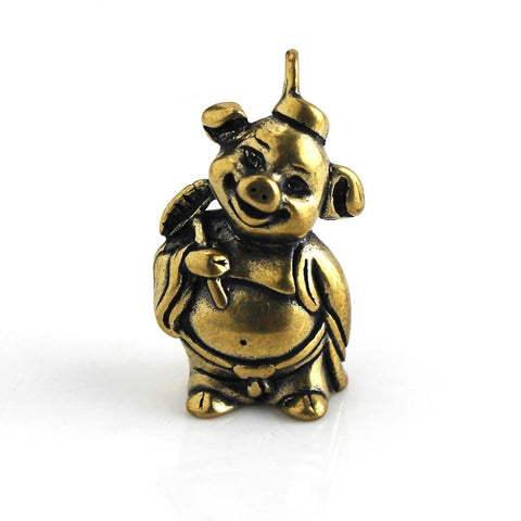 A 1pcs Brass Piggy Pendant The Journey To The West Animal Design Leather Bag Wallet Chain Decor Parts Pendant Jewelry