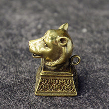 Load image into Gallery viewer, B 1pcs Solid Brass Keychain Charm Pendant Stamps High Quality Chinese Zodiac Signs Leather Craft DIY Decoration Keyring Animals