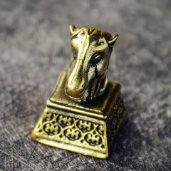 B 1pcs Solid Brass Keychain Charm Pendant Stamps High Quality Chinese Zodiac Signs Leather Craft DIY Decoration Keyring Animals