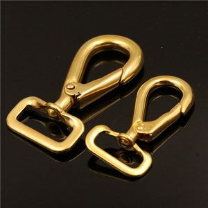 A Pair of Brass Snap Hook Square Swivel Eye Bag Clasps Buckle for Leather Craft Bag Strap Belt Webbing Dog Rope Leash Clips