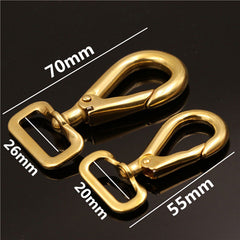 A Pair of Brass Snap Hook Square Swivel Eye Bag Clasps Buckle for Leather Craft Bag Strap Belt Webbing Dog Rope Leash Clips