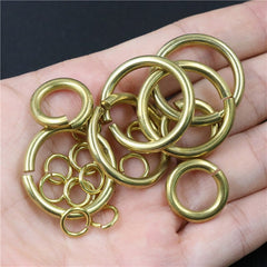 C 10pcs Solid brass Open O ring seam Round jump ring Garments shoes Leather craft bag Jewelry findings repair connectors