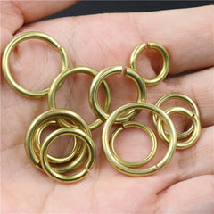 C 10pcs Solid brass Open O ring seam Round jump ring Garments shoes Leather craft bag Jewelry findings repair connectors